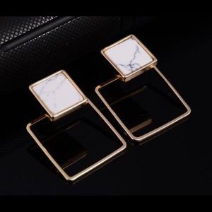 Square Geometric Faux Stone Stud Earrings(NWT)